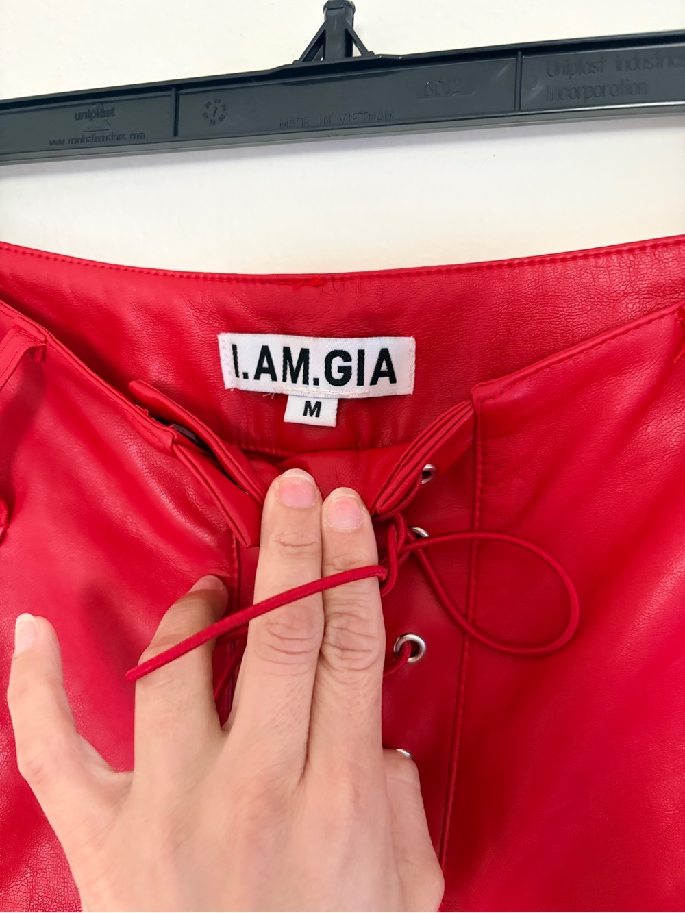 I.AM.GIA Red Faux Leather Straight-Leg Xenia Pants - Picture 6 of 10